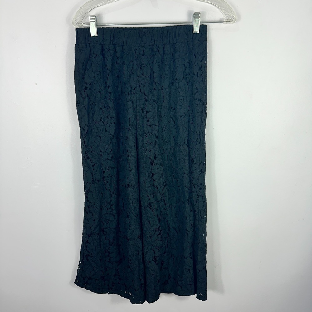 Girl With Curves Pants XXSP‎ Black Lace Overlay Wide Leg Elegant Gothic Cottage